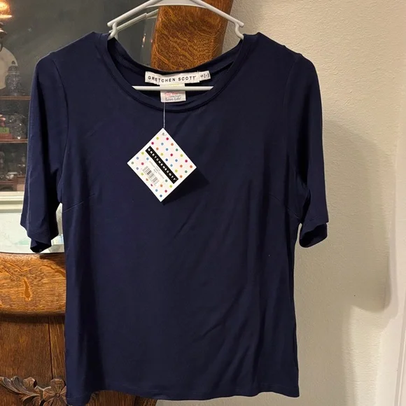 Gretchen Scott Designs Deep Blue Short Sleeve Top - Picture 2 of 3